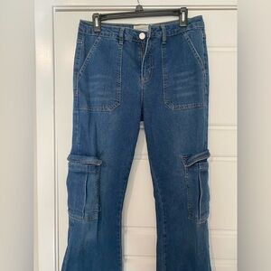 Ban-Jara Blue Denim Cargo Jeans Flared